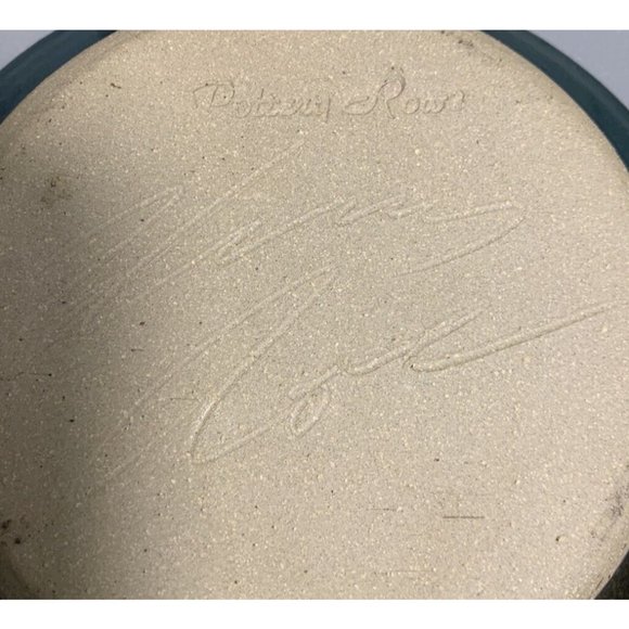 Studio Pottery Blue Green Glazed Saucer Plate Signed Pottery Rowe 6" - Picture 4 of 5